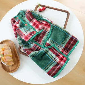 Weihnachts karo haustier hund katze fleece bademantel weste winter warme kleidung