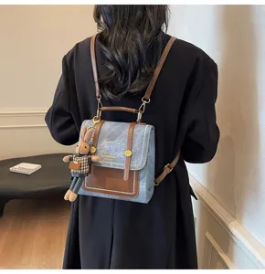 Preppy retro backpack for women casual vintage chic daily commute school bag student cute rucksack