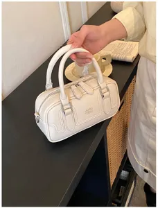 Sac à main rétro pour femme, style minimaliste, sac bandoulière uni et polyvalent.