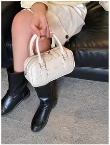 Sac à main minimaliste rétro pour femme cabas bandoulière style vintage blanc cassé