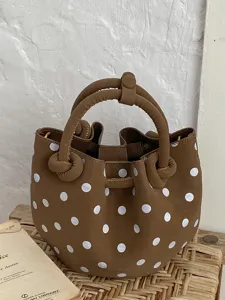 Γυναικείο Δέρμα PU Polka Dot Bucket Bag Retro Minimalist Single Shoulder Crossbody Bag Fashion Casual Handbag