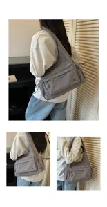 Borsa a spalla grigia morbida grande capacita shopper casual borsa minimalista donna