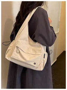 Borsa a tracolla minimalista grande capacità tinta unita casual hobo tote per uso quotidiano