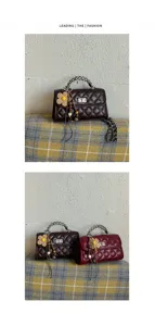 Women quilted chain handbag stylish autumn winter shoulder crossbody small square bag