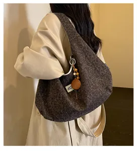 Bolso de hombro con estampado de leopardo para mujer otoño invierno casual retro