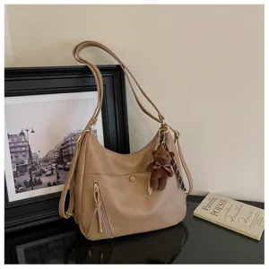 Vintage grote capaciteit vrouwen schouder rugzak retro casual dagelijkse tote tas met beer detail