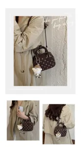 Korean style niche polka dot bowling handbag for women casual shoulder crossbody bag