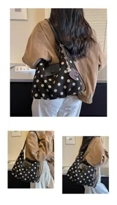 Vrouwen Casual Grote Polka Dot Schoudertas Woon-werk Rucksack Shopper Handtasjes