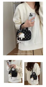 Korean niche polka dot bowling bag retro chic shoulder crossbody bag commuting fashion