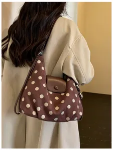 Casual grote damestas van suède met polkadots schoudertas voor dagelijks gebruik.