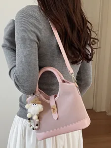 Korean style fashion women handbag tote shoulder cross body bag for commute daily use pink