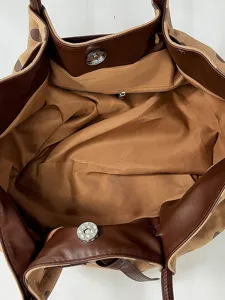 Grande borsa a shopper con pois elegante borsa a tracolla per donna lavoro quotidiano spaziosa
