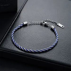 Bracelet tressé en acier inoxydable bleu et argenté pour homme et femme bijoux de mode