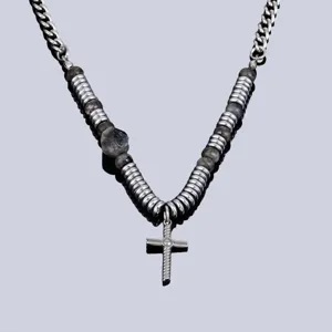 Collier Pendentif Croix en Acier Inoxydable Hommes Femmes Style Punk Bijou Accessoire