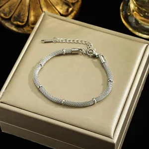 Bracelet en maille d'acier inoxydable argenté pour homme et femme, bijoux tendance.