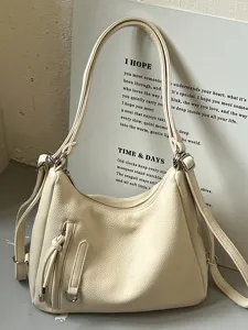 Korean Style Large Capacity Women's Tote Bag PU Leather Versatile Shoulder Bag Casual Commuter Backpack Handbag With Heart Charm