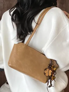 Koreanischer Stil Mode einfarbige Umhängetasche für Damen, minimalistische Freizeittasche