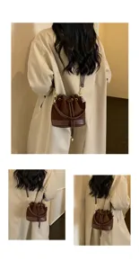 Vintage bruine suède leren emmertas voor dames crossbody tas casual schoudertas mooi
