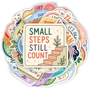 Confezione di adesivi con citazioni stimolanti, decalcomanie decorative carine impermeabili diario.