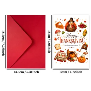 Thanksgiving greeting card set with cute turkey and pumpkin design. Perfect holiday gift.