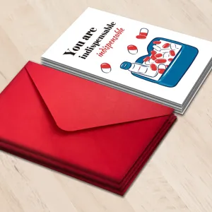 Simpatica carta di auguri e set buste rosse per esprimere la tua sincera gratitudine.