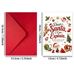 Weihnachtsgrußkarte mit rotem Umschlag, lustiges Weihnachtsmann-Design, Grußkarte für Geschenke.