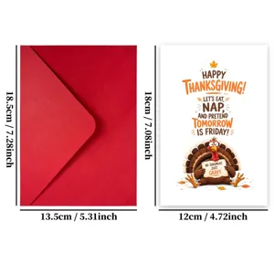 Biglietto di auguri del Ringraziamento tacchino divertente con set busta rossa, carta regalo festiva.