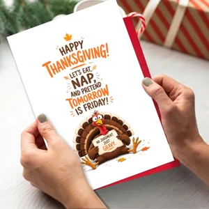 Biglietto d'auguri del Ringraziamento design tacchino divertente messaggio regalo con busta