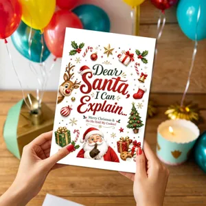 Weihnachtsgrußkarte mit lustigem Cartoon-Santa-Design, Feiertags-Segens-Geschenkkarte für Dekor