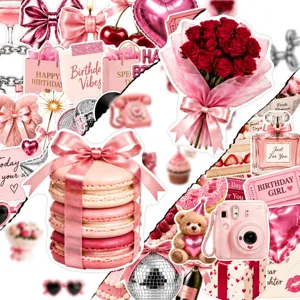 Adhésifs décoratifs étanches esthétiques roses mignons pour carnet et coque téléphone