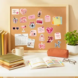 Kit d'autocollants esthétiques roses imperméables mignon coquette agenda coque déco 50pcs