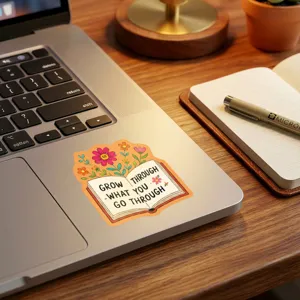 Adesivo floreale impermeabile con citazione stimolante per laptop e diario decorazione.