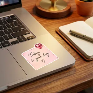 Autocollant décoratif rose mignon avec citation inspirante pour ordinateur et coque