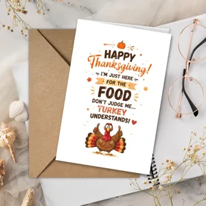 Karta euchon Thanksgiving me asteio galopoula kai fakelo gia giortes se leptomeriaki opsi