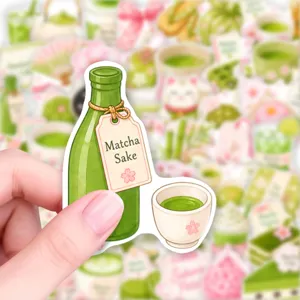 Süße japanische Matcha-Thema wasserdichte Aufkleber ästhetische Schreibwaren Abziehbilder für Scrapbooking Journaling Laptop Wasserflasche