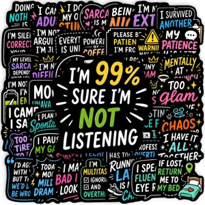 Grappige quote stickers set waterdichte esthetische decals voor laptop en waterfles 50st