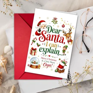 Biglietti di Auguri di Natale Creativi Buste Rosse Divertenti Biglietti di Benedizione dei Cartoni Animati per Regalo di Natale