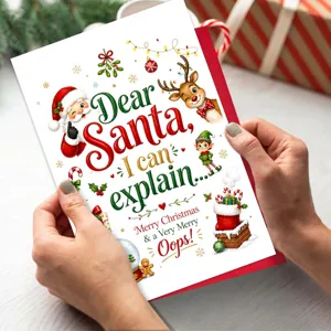 Biglietto d'auguri di Natale divertente Babbo Natale testo festa benedizione set regalo
