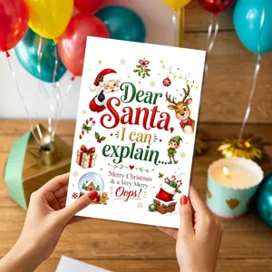 Set di biglietti d'auguri di Natale creativi e divertenti con testo di cartoni animati simpatici.