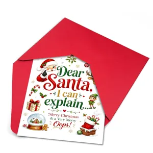 Divertente biglietto d'auguri di Natale con busta rossa e design umoristico per le feste.