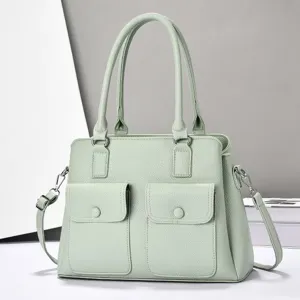 Women's Large Capacity PU Leather Tote Bag Fashion Casual Shoulder Bag Multi-Compartment Commuter Handbag