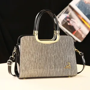 Sac Bandoulière en Cuir PU Mode pour Femmes Grande Capacité Sac à Main Cabas Décontracté Couleur Unie Classique