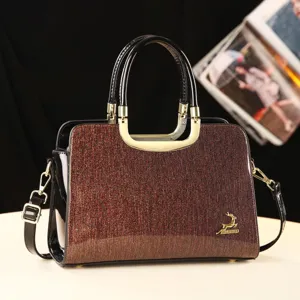 Sac à main femme élégant en cuir vernis pailleté sac bandoulière mode dame fourre-tout