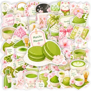 50 Stk. Japanische Matcha Sakura Aufkleber Süße Wasserdichte Sticker für Tagebuch Scrapbook
