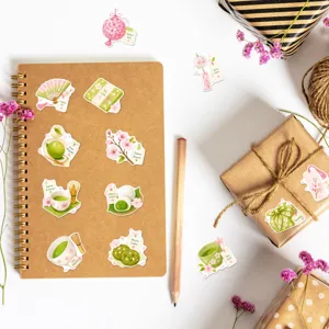 Niedliche japanische Matcha und Sakura Deko Aufkleber Set, wasserdichte Tagebuch Sticker.