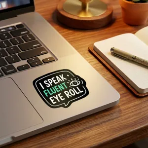 Waterdichte grappige ogen draaien quote sticker voor laptop notebook decoratie vinyl.