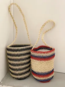 Geflochtene Stroh Eimer Tasche modische Freizeit Schulter Handtasche retro Damen Tasche Neu