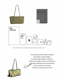 Minimalist large capacity shoulder tote bag casual commuter nylon handbag with coin pouch.