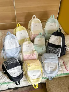 Cute Japanese style polka dot plaid backpack large capacity student school bag multiple colors