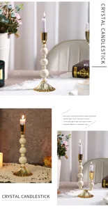 Wooden bead candlestick vintage metal candle holder nordic style tabletop decor for dining room home.